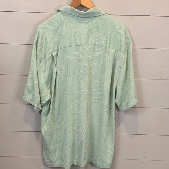 Jamaica Jaxx 100% silk Men's Mint Green Tropical Shirt textured fabric size XL - Picture 8 of 8